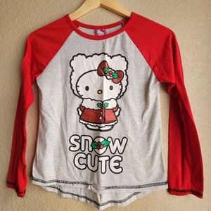 Hello Kitty snow cute Christmas holiday long sleeve shirt Size L 10-12